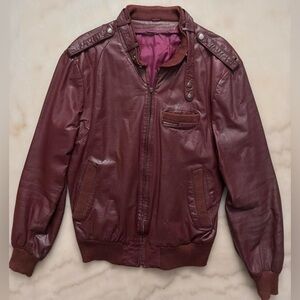 Vintage Members Only Jacket Racer Bomber Oxblood 80s Maroon Mens Size S
